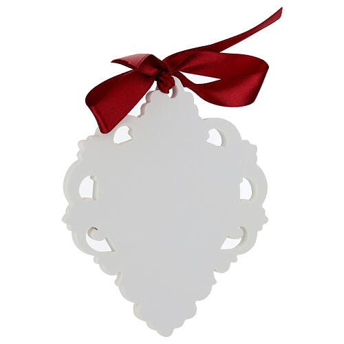 Cuore Giubileo 2025 resina bianca Valenti 12x10 cm 3
