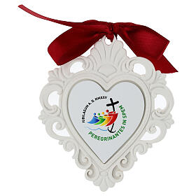 Jubilee 2025 heart in white resin, Valenti 12x10 cm