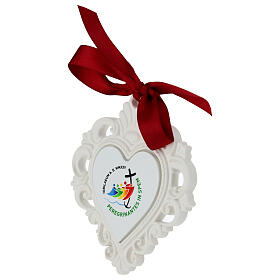 Jubilee 2025 heart in white resin, Valenti 12x10 cm