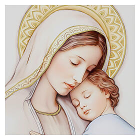 Maria mit dem Jesuskind – Bild auf Holz mit goldfarbenen Akzenten von Valenti Argenti, 25x20 cm