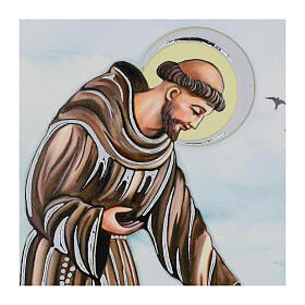 Quadretto legno San Francesco d'Assisi con lupo 18x10 cm Valenti
