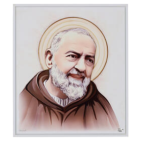 Quadro Padre Pio Valenti 45x40x3 cm cornice legno