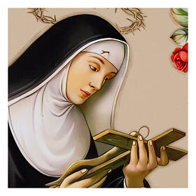 Quadretto Santa Rita decori argento su legno 15x10 cm Valenti