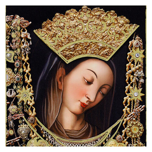 Sorrowful Madonna small wooden panel print 13x10 cm Valenti 2