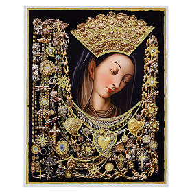 Sorrowful Virgin Mary wooden panel 13x10 cm Valenti
