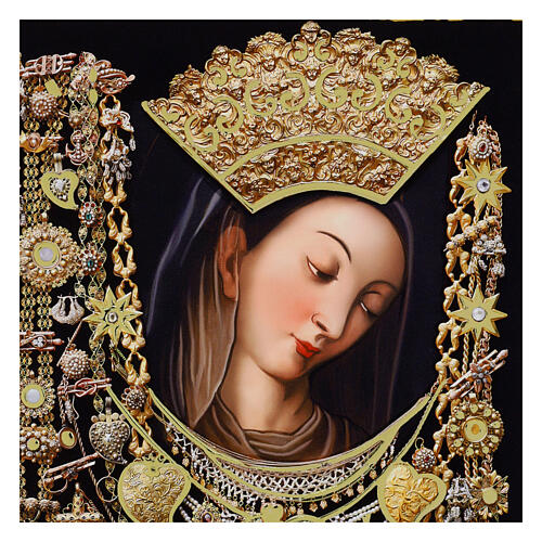 Sorrowful Virgin Mary wooden panel 13x10 cm Valenti 2
