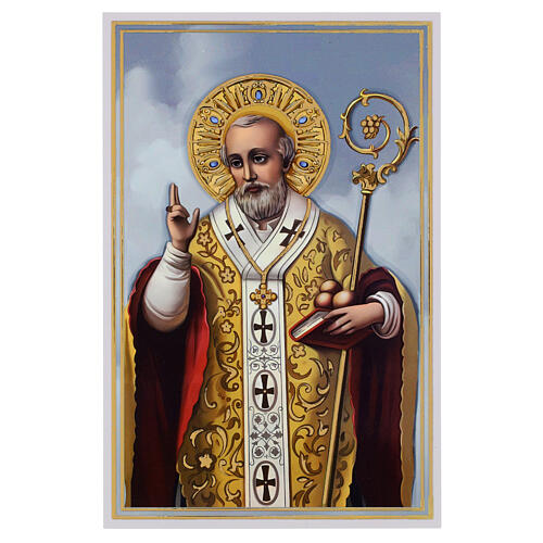 San Nicola vescovo benedicente quadretto 18x10 cm Valenti 1