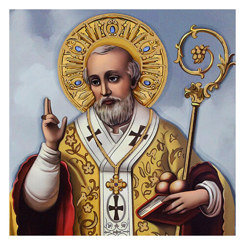 San Nicola vescovo benedicente quadretto 18x10 cm Valenti 2