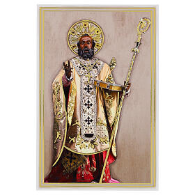 Tableau bois Saint Nicolas évêque 18x10 cm Valenti