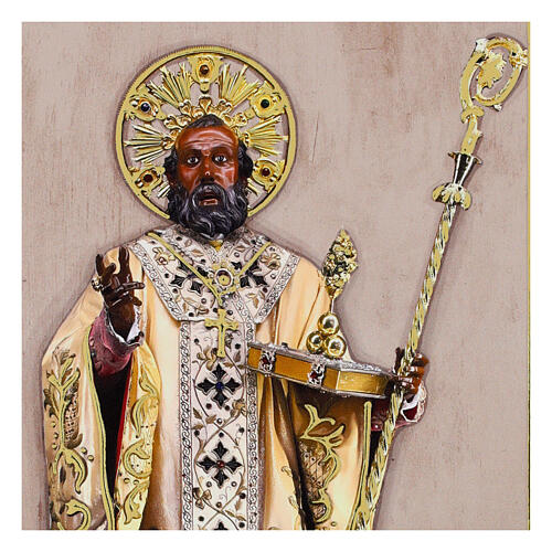 Tableau bois Saint Nicolas évêque 18x10 cm Valenti 2