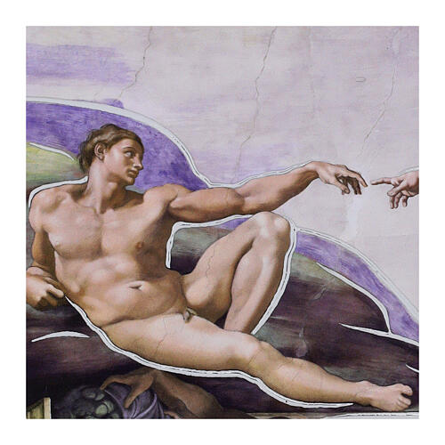 Small wood painting by Valenti, Creation of Adam, 4x5 in 2