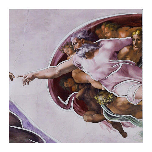 Small wood picture The Creation of Adam 10x13 cm, Valenti 3