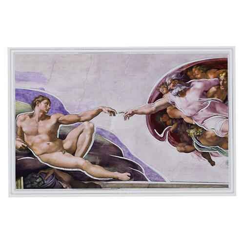 Painting of the Creation of Adam, 7x12 in, printed wood, Valenti 1