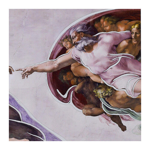 Painting of the Creation of Adam, 7x12 in, printed wood, Valenti 3