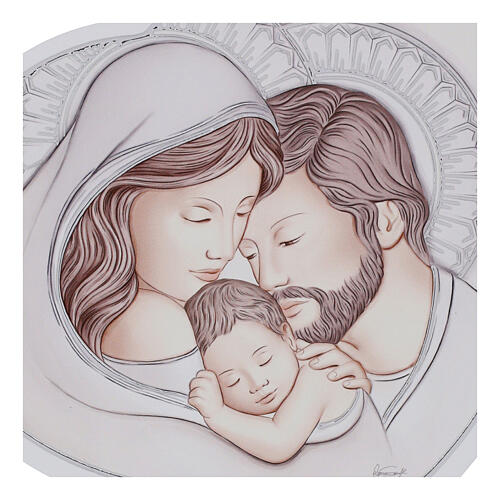 Tableau Sainte Famille cœur Valenti 10x15 cm bois 2