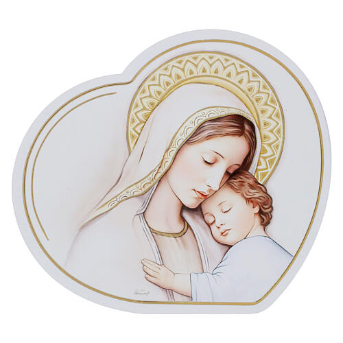 Mary and Jesus, printed heart by Valenti, 4x6 in 1