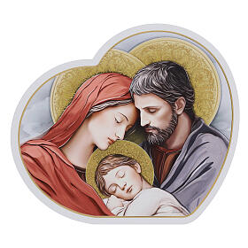 Heart-shaped Holy Family painting, 10x10 in, wood print by Valenti
