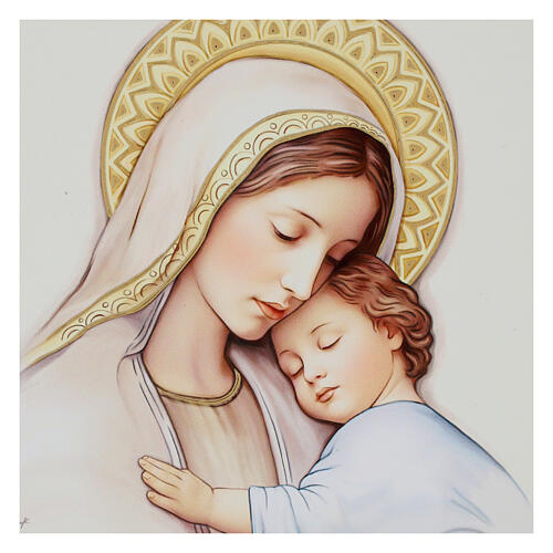 Mary and Baby Jesus wooden picture by Valenti 12x12 cm 2