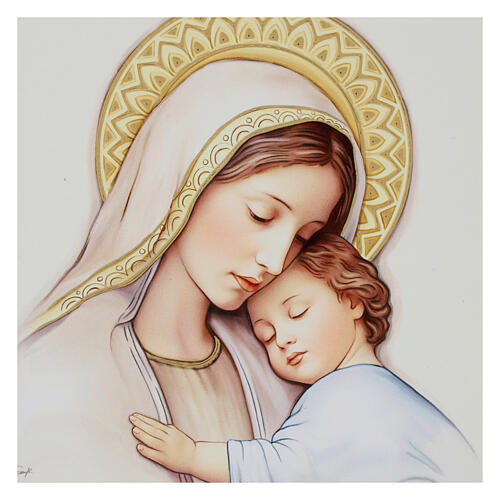 Virgem com o Menino quadro de madeira 17x17 cm Valenti 2