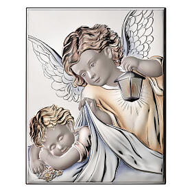 Cuadrito Thilia niño durmiendo angelito linterna bajorrelieve colorido 15x10 cm