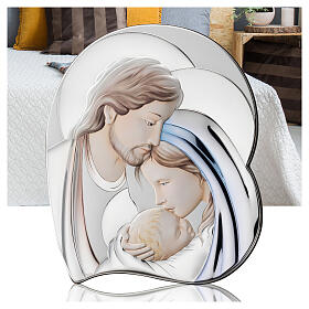 Thilia Sacred Family bas-relief, coloured silver-plated aluminium, 6x4 in