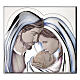 Sacra famiglia quadretto Thilia bassorilievo alluminio argentato colorato 15x15 cm s1