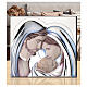 Sacra famiglia quadretto Thilia bassorilievo alluminio argentato colorato 15x15 cm s2