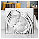 Quadro Thilia bassorilievo Santa Famiglia alluminio argentato 25x21 cm s2