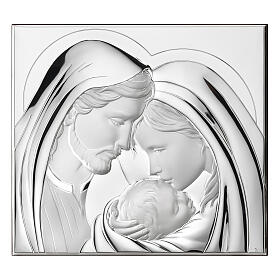 Quadro em baixo-relevo Thilia Santa Família de alumínio prateado 25x21 cm