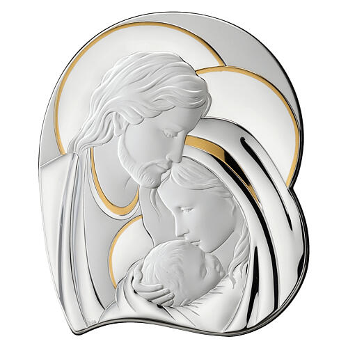 Cuadrito Thilia bajorrelieve Sagrada Familia aluminio plateado detalles oro 7x6 cm 1
