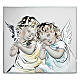 Quadretto Thilia bassorilievo angioletti alluminio argentato colorato 15x15 cm s1