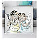 Quadretto Thilia bassorilievo angioletti alluminio argentato colorato 15x15 cm s2