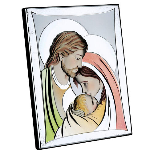 Thilia, Reliefbild, Heilige Familie, Aluminium silberfarben mit farbigen Schattierungen – 30 × 20 cm 3