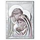 Sacra Famiglia bassorilievo Thilia alluminio argentato sfumature colorate 30 x 20 cm s1