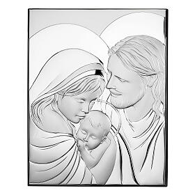 Bassorilievo Thilia alluminio argentato Sacra Famiglia 20x15 cm