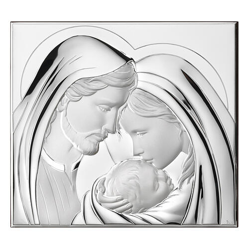 Quadro Thilia  35x40 cm bassorilievo Sacra Famiglia alluminio argentato 1