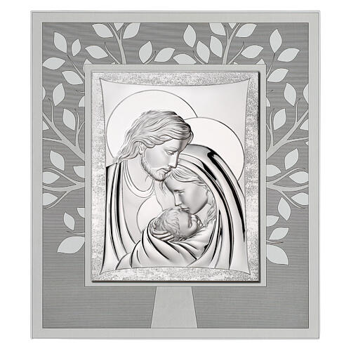Quadretto Thilia in MDF inciso bassorilievo Santa Famiglia 20x20 cm 1