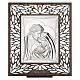 Cornice Thilia in MDF scuro traforata bassorilievo alluminio argentato S. Famiglia 20x20 cm s1