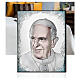 Bas-relief Thilia of Pope Francis, silver-plated aluminum with coloured shades, 12x8 in s2