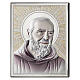 Quadretto Thilia Padre Pio bassorilievo alluminio argentato colorato 15x10 cm s1