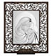 Tableau Thilia en aluminium argenté en bas-relief Vierge à l'Enfant 20x20 cm cadre ajouré s1