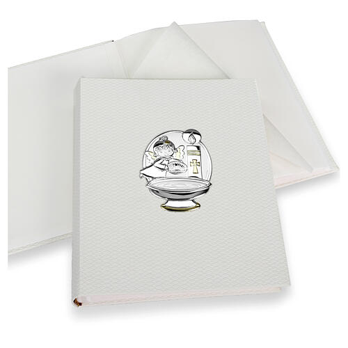 Baptism Album with Baptismal Font, Candle and Angel Thilia 25x20 cm 3