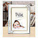 Cornice Thilia Battesimo alluminio argentato candela angioletto 20x15 cm s2