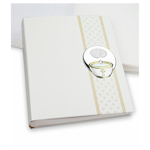 Baptism Album with Silver-Plated Aluminum Baptismal Font, Thilia 25x20 cm 3