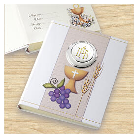 Album Thilia première communion hostie, calice, raisin et épis de blé 25x20 cm
