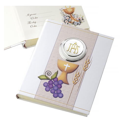 Album prima comunione Thilia ostia calice uva spiga grano 25x20 cm 4