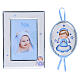Frame and cradle medal set by Thilia, silver with blue angel and stars s2