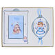 Set marco Thilia de Plata estrellitas medallón para cuna angelito azul s1