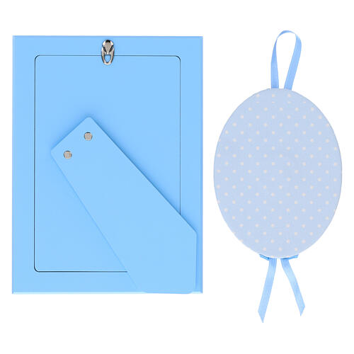 Thilia set silver picture frame with stars and blue angel crib ornament 3