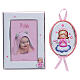 Set Thilia marco plata estrellitas medallón para cuna angelito rosa s2